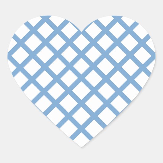 Blauw Wit Harlequin Diamond Stripe Patroon Hart Sticker (Voorkant)
