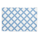 Blauw Wit Harlequin Diamond Stripe Patroon Kussensloop (Achterkant-Links)