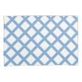 Blauw Wit Harlequin Diamond Stripe Patroon Kussensloop (Voorkant-Rechts)
