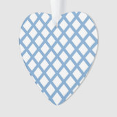 Blauw Wit Harlequin Diamond Stripe Patroon Ornament (voorkant)