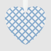 Blauw Wit Harlequin Diamond Stripe Patroon Ornament (voorkant)