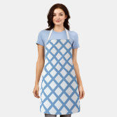 Blauw Wit Harlequin Diamond Stripe Patroon Schort (Gedragen)