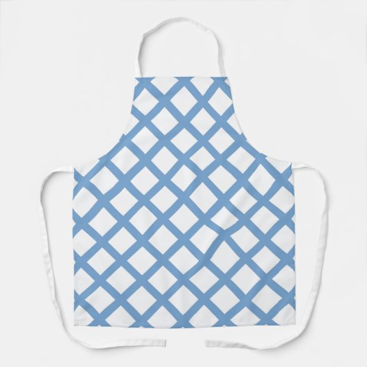 Blauw Wit Harlequin Diamond Stripe Patroon Schort (Voorkant)