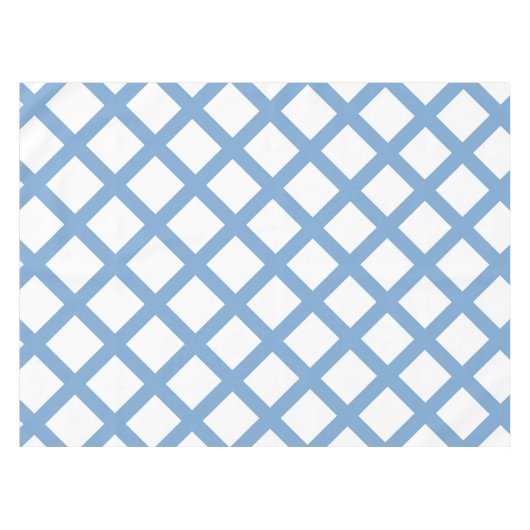 Blauw Wit Harlequin Diamond Stripe Patroon Tafelkleed (Voorkant (Horizontaal))