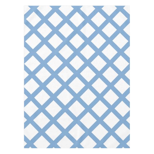 Blauw Wit Harlequin Diamond Stripe Patroon Tafelkleed (Voorkant)
