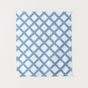 Blauw Wit Harlequin Diamond Stripe Patroon Wandkleed