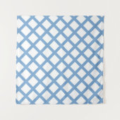Blauw Wit Harlequin Diamond Stripe Patroon Wandkleed (Voorkant (horizontaal))