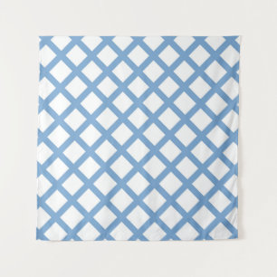 Blauw Wit Harlequin Diamond Stripe Patroon Wandkleed