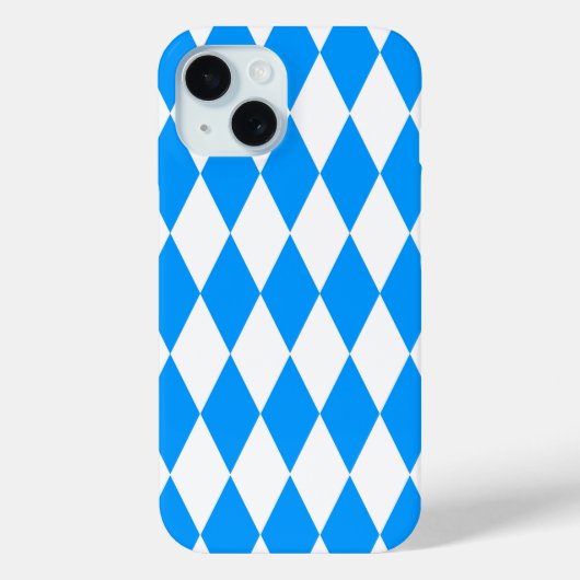 Blauw Wit Harlequin Diamonds Checkers Ontwerp Case-Mate iPhone Case (Achterkant)