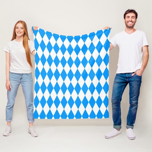 Blauw Wit Harlequin Diamonds Checkers Ontwerp Fleece Deken