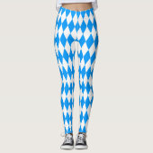 Blauw Wit Harlequin Diamonds Checkers Ontwerp Leggings (Voorkant)