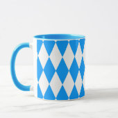Blauw Wit Harlequin Diamonds Checkers Ontwerp Mok (Links)