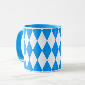 Blauw Wit Harlequin Diamonds Checkers Ontwerp Mok (Voorkant links)