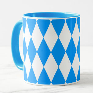 Blauw Wit Harlequin Diamonds Checkers Ontwerp Mok