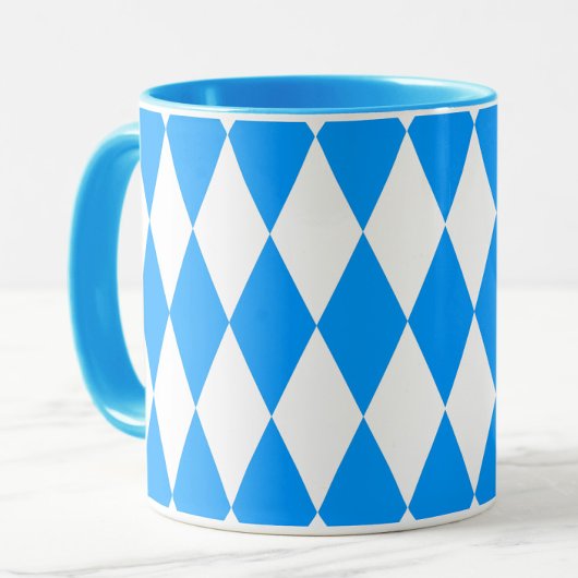 Blauw Wit Harlequin Diamonds Checkers Ontwerp Mok