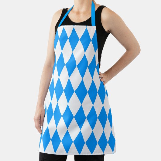Blauw Wit Harlequin Diamonds Checkers Ontwerp Schort