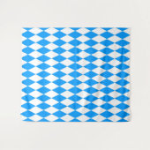 Blauw Wit Harlequin Diamonds Checkers Ontwerp Wandkleed (Voorkant (horizontaal))