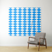 Blauw Wit Harlequin Diamonds Checkers Ontwerp Wandkleed (In Situ (horizontaal))
