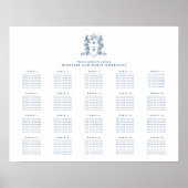 Blauw wit hart kroon bruiloft 20 tafel poster (Voorkant)