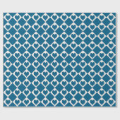 Blauw-wit hartcontrolepatroon cadeaupapier (Vlak)