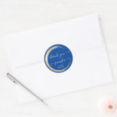 Blauw wit Hartelijk dank Gold Lijst Datum Bridal Ronde Sticker (Envelop)