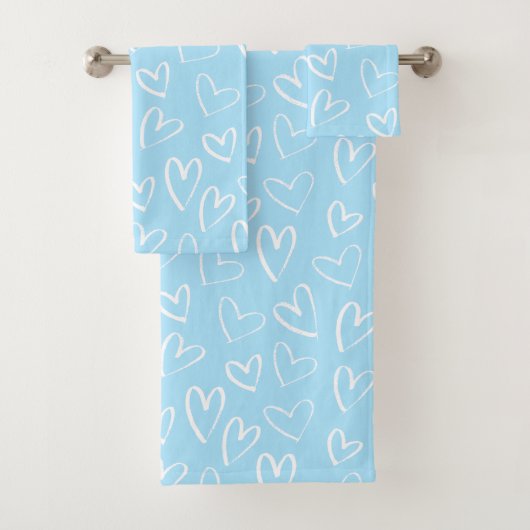 Blauw-wit hartpatroon bad handdoek (Insitu)