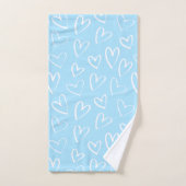 Blauw-wit hartpatroon bad handdoek (Handdoek)