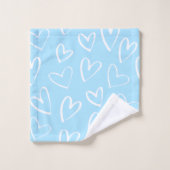 Blauw-wit hartpatroon bad handdoek (Wasdoekje)
