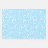 Blauw-wit hartpatroon inpakpapier vel (Voorkant)