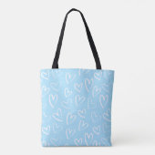 Blauw-wit hartpatroon tote bag (Achterkant)