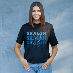 Blauw-Wit Hebreeuws Shalom Vrede T-shirt