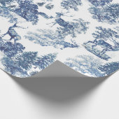 blauw wit hert in besneeuwd bos cadeaupapier (Hoek)