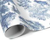 blauw wit hert in besneeuwd bos cadeaupapier (Rol Hoek)