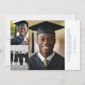 Blauw Wit High School COLLAGE Foto Afstuderen Aankondiging (Achterkant)