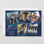 Blauw Wit High School COLLAGE Foto Afstuderen Aankondiging (Voorkant)