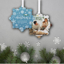 Blauw Wit Holly Sneeuwvlokken Vrolijk Kerstmis Fot