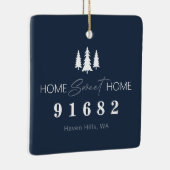 Blauw Wit Home Sweet Home Foto Postcode Keramisch Ornament (Rechts)