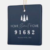 Blauw Wit Home Sweet Home Foto Postcode Keramisch Ornament (Links)