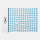 Blauw & Wit Houndstooth Gepersonaliseerd Theedoek (Horizontaal)