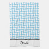 Blauw & Wit Houndstooth Gepersonaliseerd Theedoek (Verticaal)