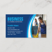 Blauw wit huis schoonmaken Huishoudster Maid Servi Visitekaartje (Voorkant)