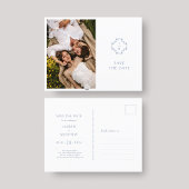 Blauw & Wit Huwelijk Bloemen Monogrammed Huwelijk Aankondigingskaart