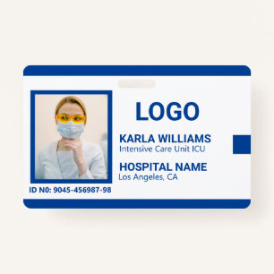 Blauw Wit ICU Verpleegkundige ID Foto Badge