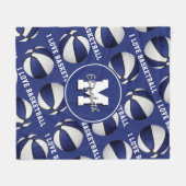 blauw wit Ik hou van basketbal team kleuren Fleece Deken (Voorkant (Horizontaal))