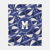 blauw wit Ik hou van basketbalteamkleuren Fleece B Deken (Voorkant)