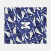 blauw wit Ik hou van basketbalteamkleuren Fleece B Deken (Voorkant (Horizontaal))