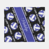blauw wit Ik hou van volleybalgif personaliseren Fleece Deken (Voorkant (Horizontaal))