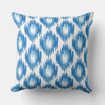 Blauw Wit Ikat Ogee Art Patroon