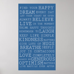 Blauw wit Inspirerend quotes Poster