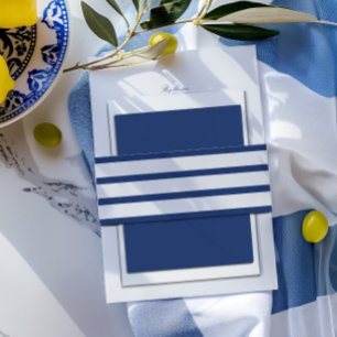 Blauw & Wit Italiaanse kust stijl bruiloft Uitnodigingen Wikkel
